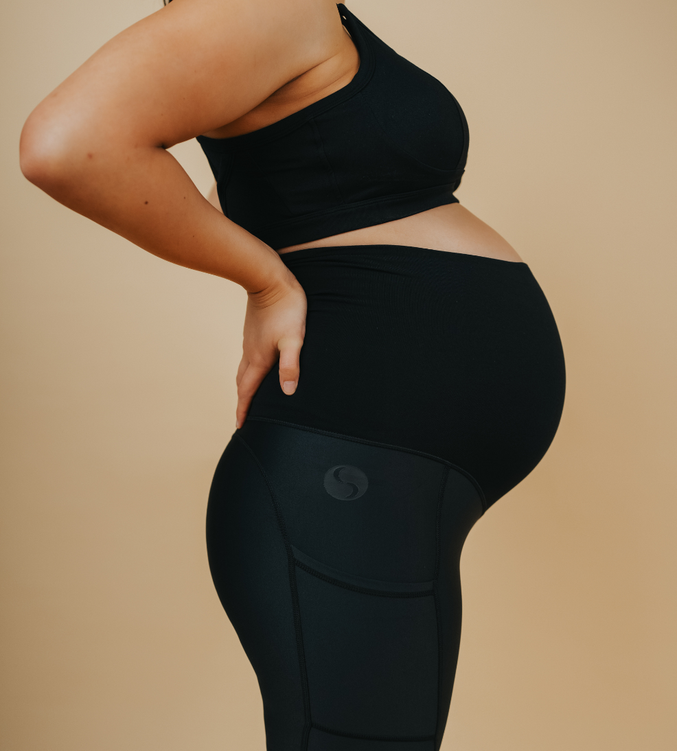 Supportive Maternity Leggings Pockets Black Cadenshae NZ