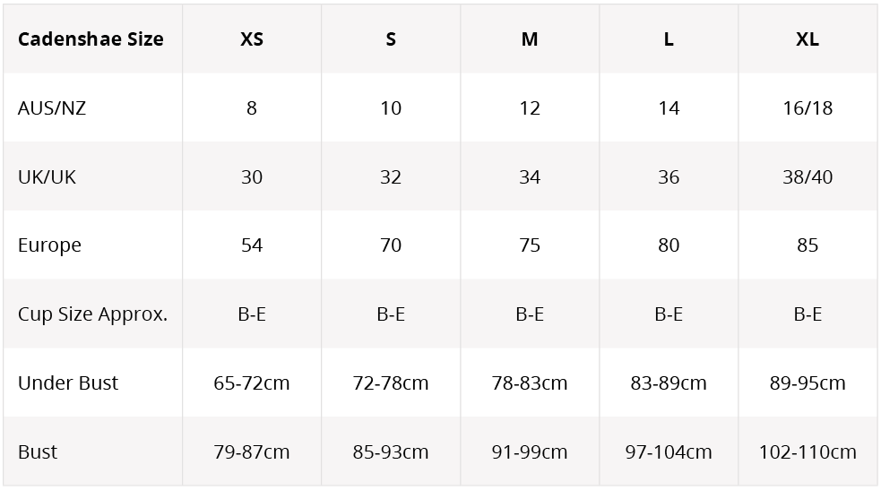 Bras Sizes