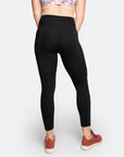 back view high waisted postpartum tights in black