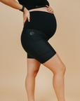 High Waisted Maternity Shorts - Classic Bike Shorts Black