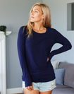 Flattering bamboo long sleeve top with round neck