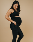 Maternity Leggings with Pockets - Classic Full Length Black