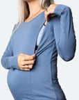 Relove ** Maternity Top - Bamboo Long Sleeve Baltic Blue