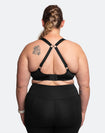 back view of high impact wireless sports bra, showing convertible racer back for maximum support