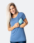 Relove ** Breastfeeding T-Shirt - Bamboo Workout Tee Baltic Blue