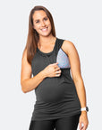 active mum wearing a raven breastfeeding top free n active tank