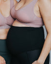 Black high waisted maternity leggings covering bump