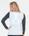 Relove ** Maternity Top - Bamboo Long Sleeve White Grey