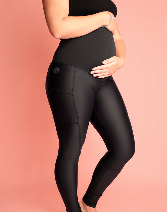 Maternity Leggings with Pockets - Classic Full Length Black