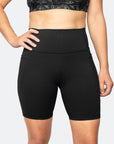 black high waisted postpartum bike shorts