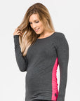 Relove ** Clearance - Bamboo Long Sleeve Top Grey/Pink