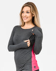 Relove ** Clearance - Bamboo Long Sleeve Top Grey/Pink